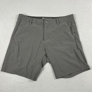 Vuori Aim Shorts Mens 34 Gray Performance Chino Golf Casual Zip Pocket Athletic